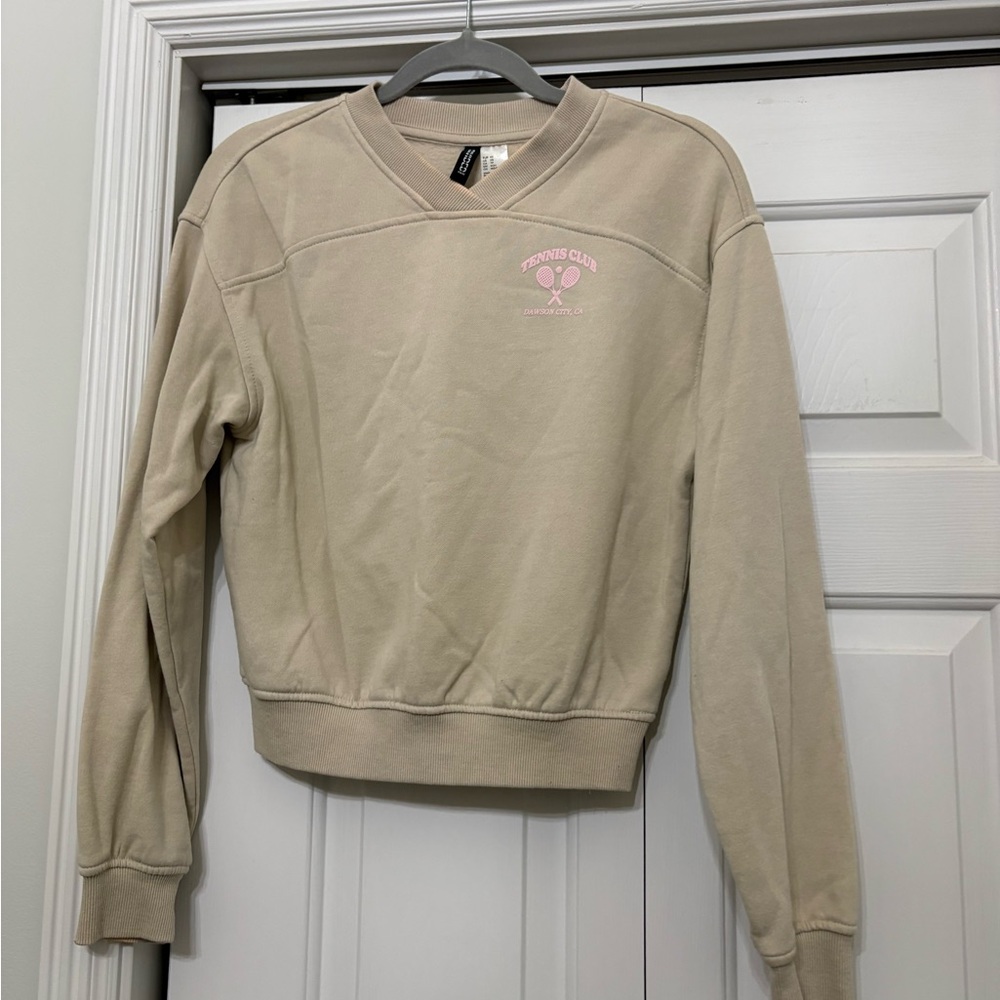 H&M Beige Tennis Club Sweatshirt